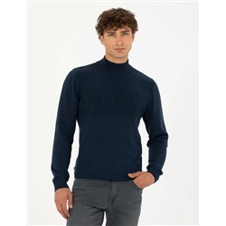 Lacivert Melanj Slim Fit Kazak