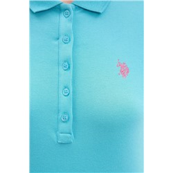 Kadın Turkuaz Basic Polo Yaka Tişört
