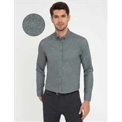 Gri Slim Fit Uzun Kollu Gömlek