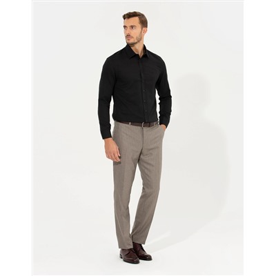 Siyah Slim Fit Armürlü Gömlek