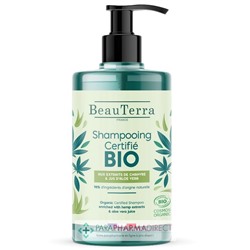 BeauTerra Shampooing Certifié BIO - Aux Extraits de Chanvre & Jus d'Aloe Vera 750 mL