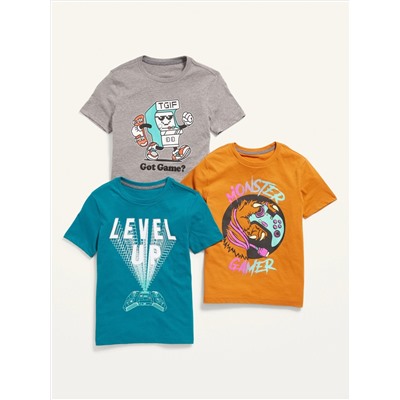 Gender-Neutral Graphic T-Shirt 3-Pack for Kids