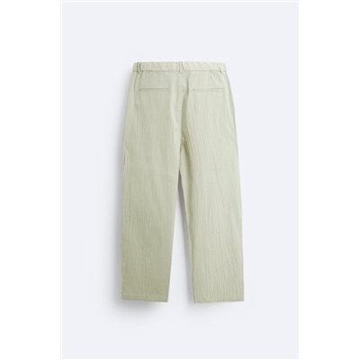 SEERSUCKER TROUSERS WITH PLEATS
