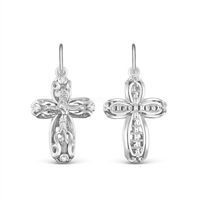 Крест из серебра с фианитами родированный - 2,8см 925 пробы К3-565р200