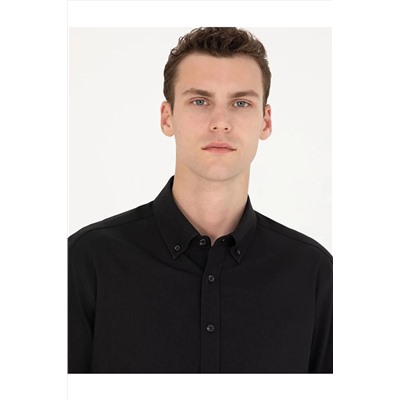 Pierre Cardin Siyah Regular Fit Uzun Kollu Gömlek EGEBUTİK 1742472.VR036