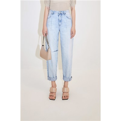 Vaquero mom fit de tiro alto Celeste