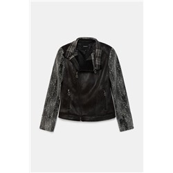Chaqueta biker slim tartán