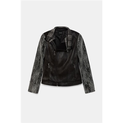 Chaqueta biker slim tartán