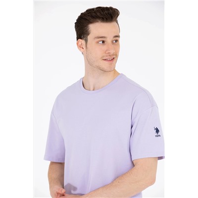 Erkek Lila Oversize Bisiklet Yaka Tişört