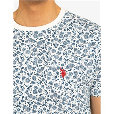 FLORAL PRINTED CREW NECK T-SHIRT WITH POCKET