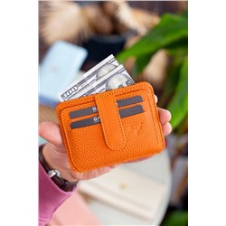 Garbalia, Shelby Hakiki Deri Turuncu Unisex Kartlık Cüzdan