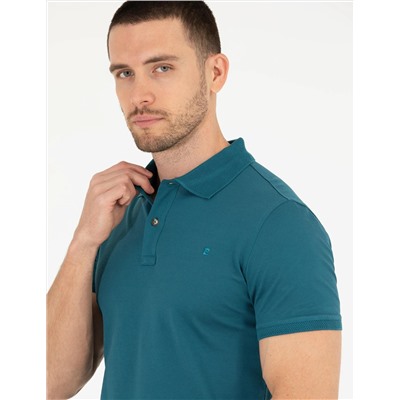 Yeşil Slim Fit Polo Yaka Merserize Tişört