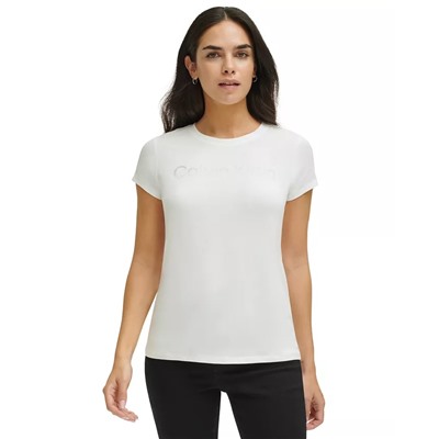 CALVIN KLEIN Women's Metallic Logo Crewneck T-Shirt