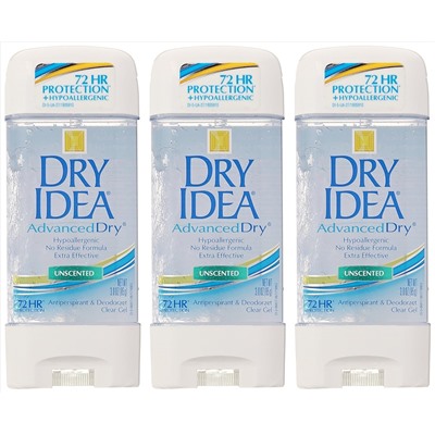 Dry Idea AdvancedDry Unscented Antiperspirant & Deodorant Clear Gel 3.0FL OZ (Pack of 3)