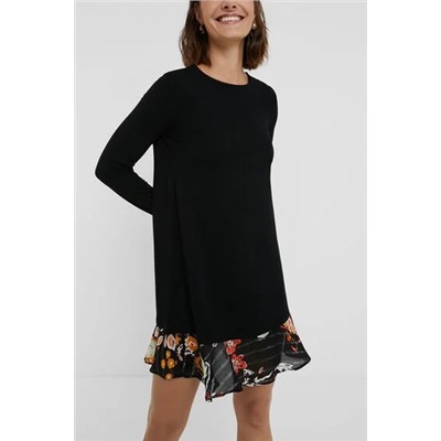 Vestido corto con bajo floral