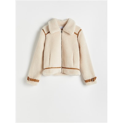Jacke in Lammfell-Optik