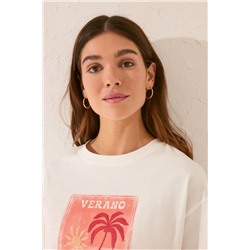 Camiseta boxy 100% algodón blanco
