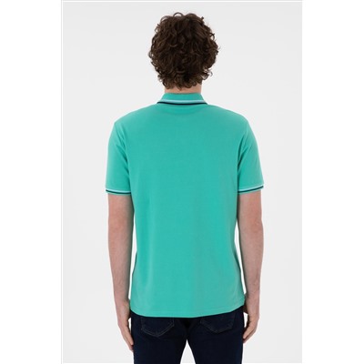 Erkek Regular Fit Polo Yaka Mint Basic Tişört