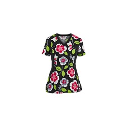 White Cross Scrubs Matisse Blooms Print Top