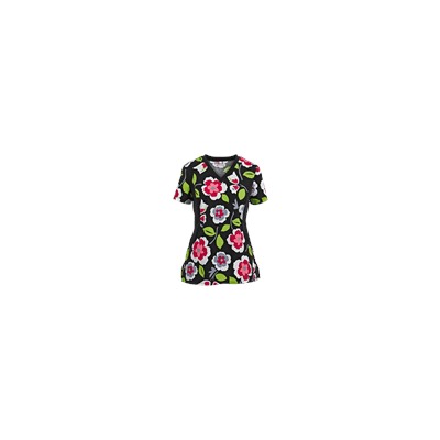 White Cross Scrubs Matisse Blooms Print Top
