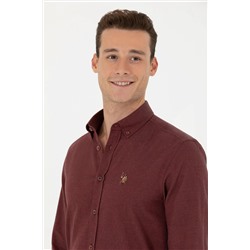 Erkek Bordo Uzun Kollu Basic Gömlek