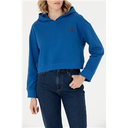 Kadın Saks Kapüşonlu Sweatshirt