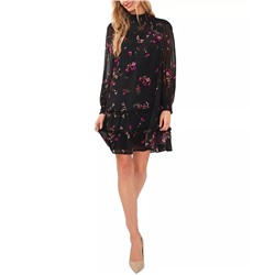 CECE Women's Printed Long Sleeve Smocked Dress