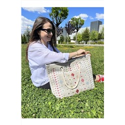 ubmbutik Desenli Kilim Seyahat Çantası Fermuarlı Plaj Çantası Otantik Piknik Çantası UBMkilimÇANTA
