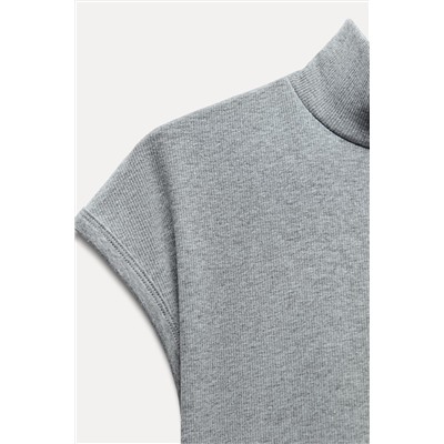 RIBBED HIGH NECK T-SHIRT