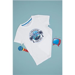 U.S. Polo Assn., Erkek Çocuk Beyaz Bisiklet Yaka Tişört 50300924-vr013