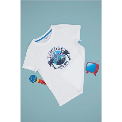 U.S. Polo Assn., Erkek Çocuk Beyaz Bisiklet Yaka Tişört 50300924-vr013
