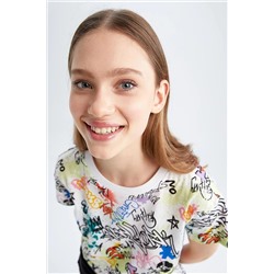 Defacto Coool Regular Fit Desenli Bisiklet Yaka Kısa Kollu %100 Pamuk Tişört X2379AZ22SM