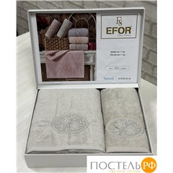 T1160/SM-06 Набор полотенец EFOR из 2-х предметов (50*90 и 70*140) MOTIF GUPUR серо-бежевый A.GRI/BEJ
