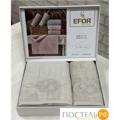 T1160/SM-06 Набор полотенец EFOR из 2-х предметов (50*90 и 70*140) MOTIF GUPUR серо-бежевый A.GRI/BEJ