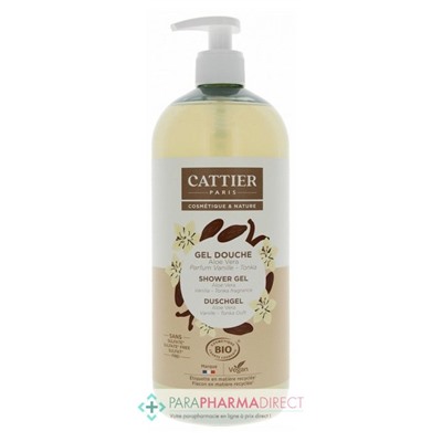 Cattier Gel Douche Aloe Vera Vanille Tonka Bio 1L