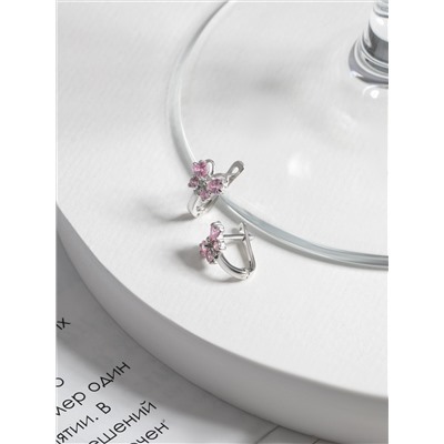 Серьги детские из серебра с фианитами родированные 925 пробы 402131-007