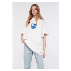 Mavi Mv Jeans Baskılı Beyaz Tişört Boyfriend 1611538-70057