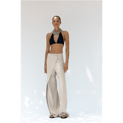 LINEN BLEND PAREO-STYLE TROUSERS