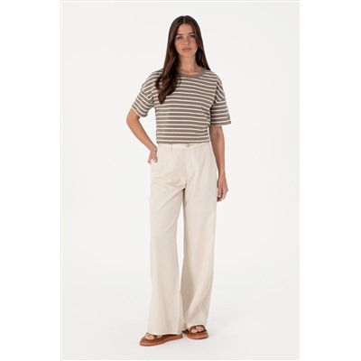 Kadın Taş Loose Fit Kanvas Pantolon