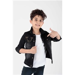 AHENGİM Kids Erkek Çocuk Ceket Erkek Çocuk Kot Ceket Arma Detaylı Ak888946 1-2-10000942