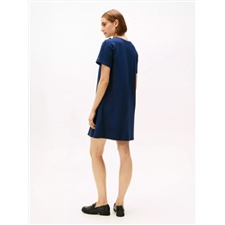 Gold-Button Ponte Shift Dress