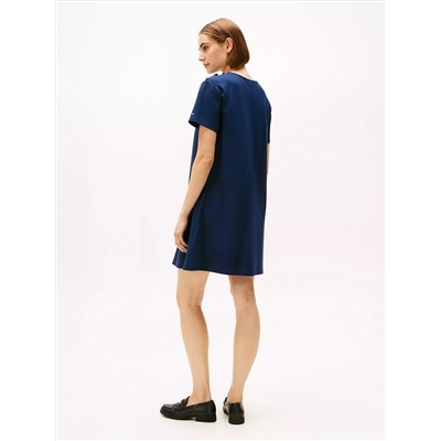 Gold-Button Ponte Shift Dress