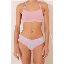 Braga ancha brasileña microfibra estampado rosa