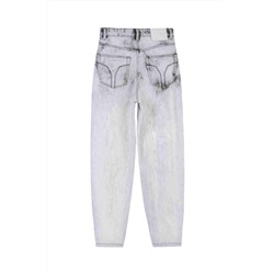 Vaquero mom fit tie-dye Blanco y negro