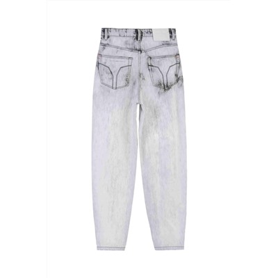 Vaquero mom fit tie-dye Blanco y negro