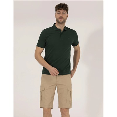 Koyu Yeşil Slim Fit Polo Yaka Basic Tişört