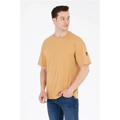 Erkek Camel Oversize Bisiklet Yaka Tişört