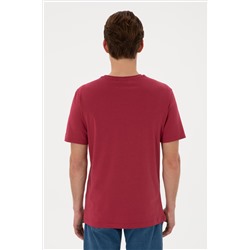 Erkek Regular Fit Bisiklet Yaka Vişne Tişört