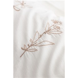 Perline King Size %100 Pamuk Fırfırlı Nevresim Takımı - Ekru/Bej