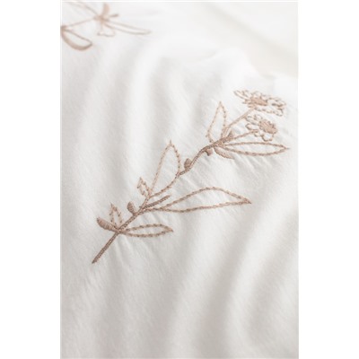 Perline King Size %100 Pamuk Fırfırlı Nevresim Takımı - Ekru/Bej